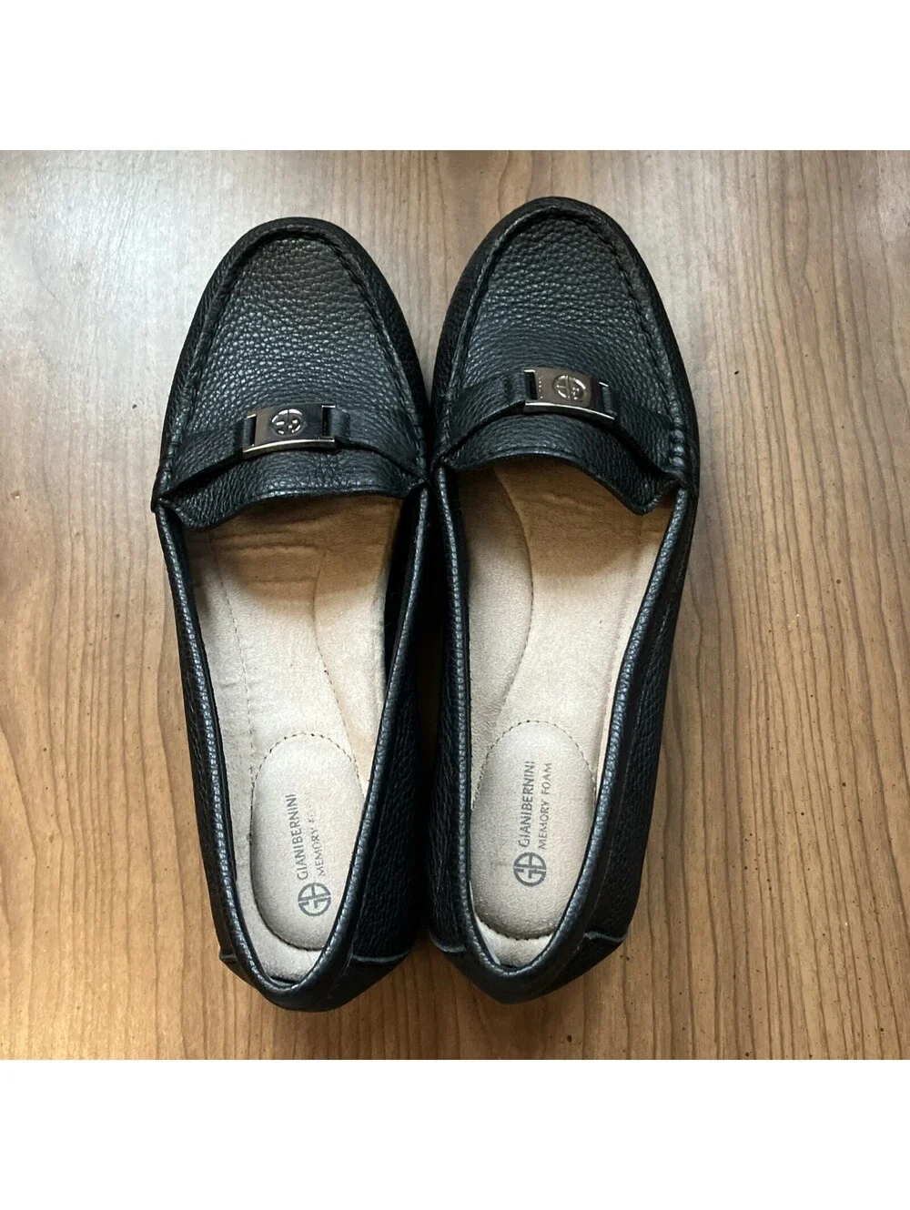 Giani Bernini Dailyn Memory Foam Loafers, Black Leather, Sz 7.5M